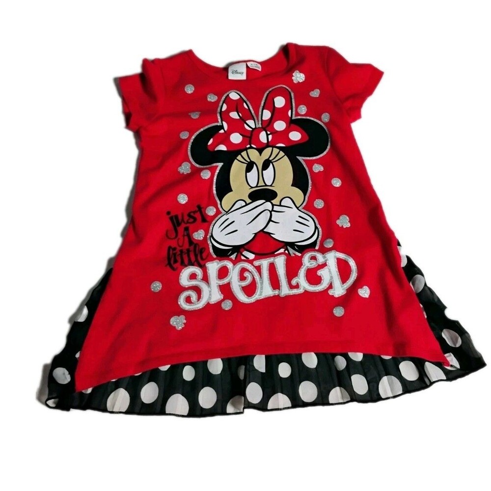 Minnie Mouse Girls Red Shirt‎ With Polka Dot Ruffle Bottom, Size 7/8